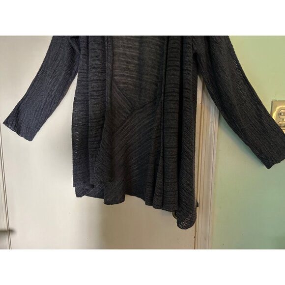 Eileen Fisher Open Front Cardigan 100% LINEN Size L Sweater Womens Gray Long Sle - Picture 10 of 12